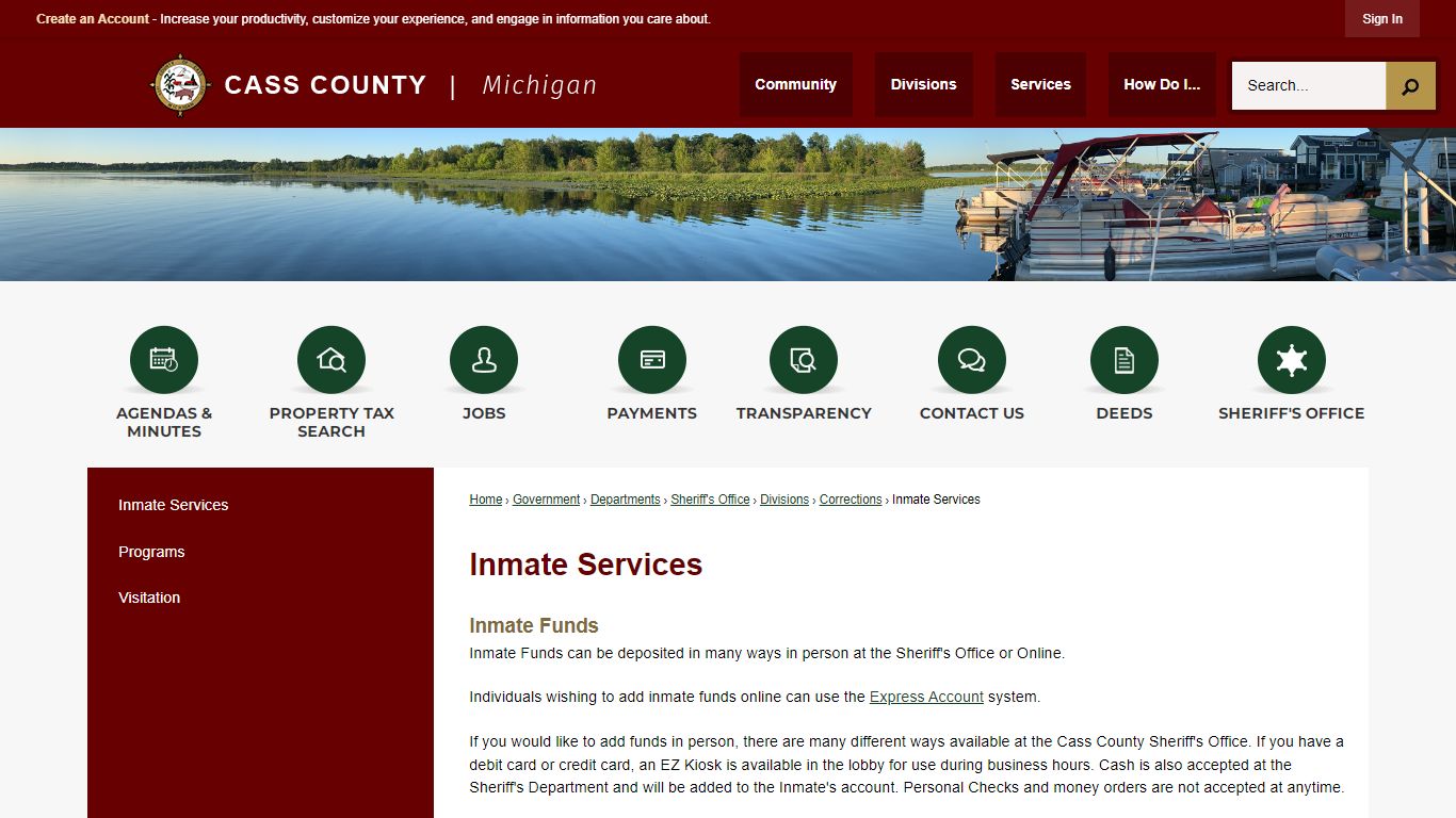 Inmate Services | Cass County, MI