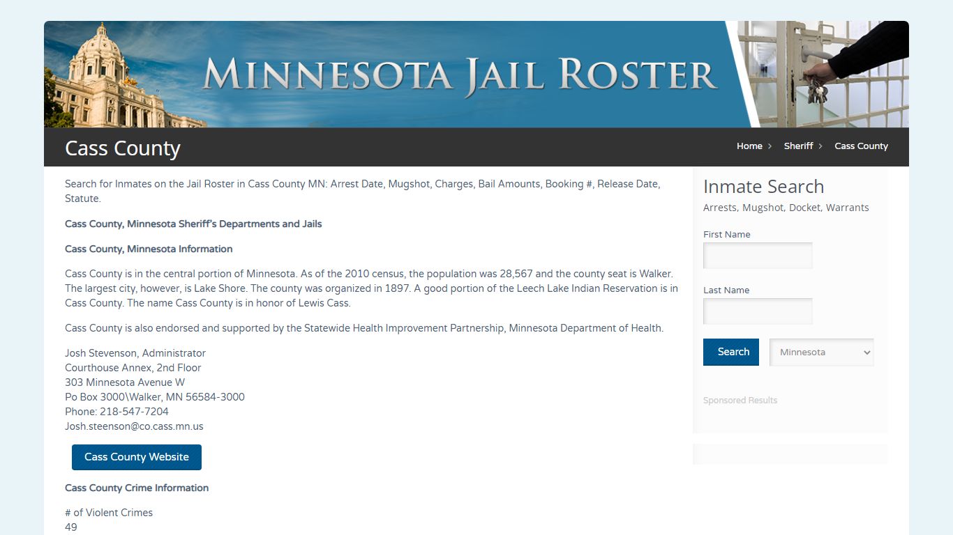 Cass County | Jail Roster Search - MinnesotaJailRoster.com